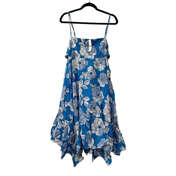 New J Crew Size L Convertible beach dress blue Linear peony Bow Vivid Blue BR047 - Picture 3 of 14